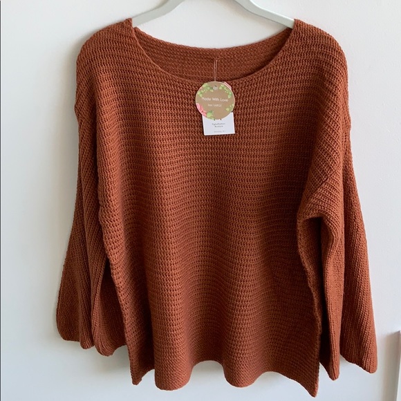 Winter Clearance! Rust Bell Sleeve Knit Sweater - Picture 2 of 7